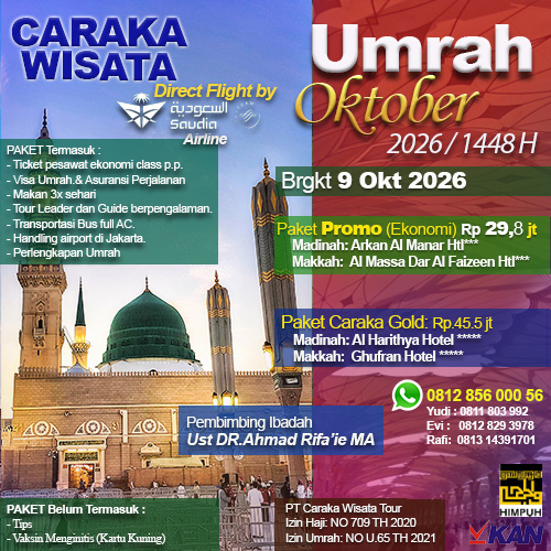 Umrah 9 Okt 2026 Paket umroh plus